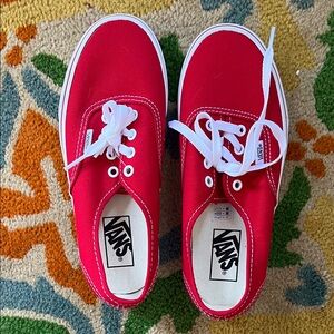 Vans Authentics Classic Lace-Up Sneakers in Red and White